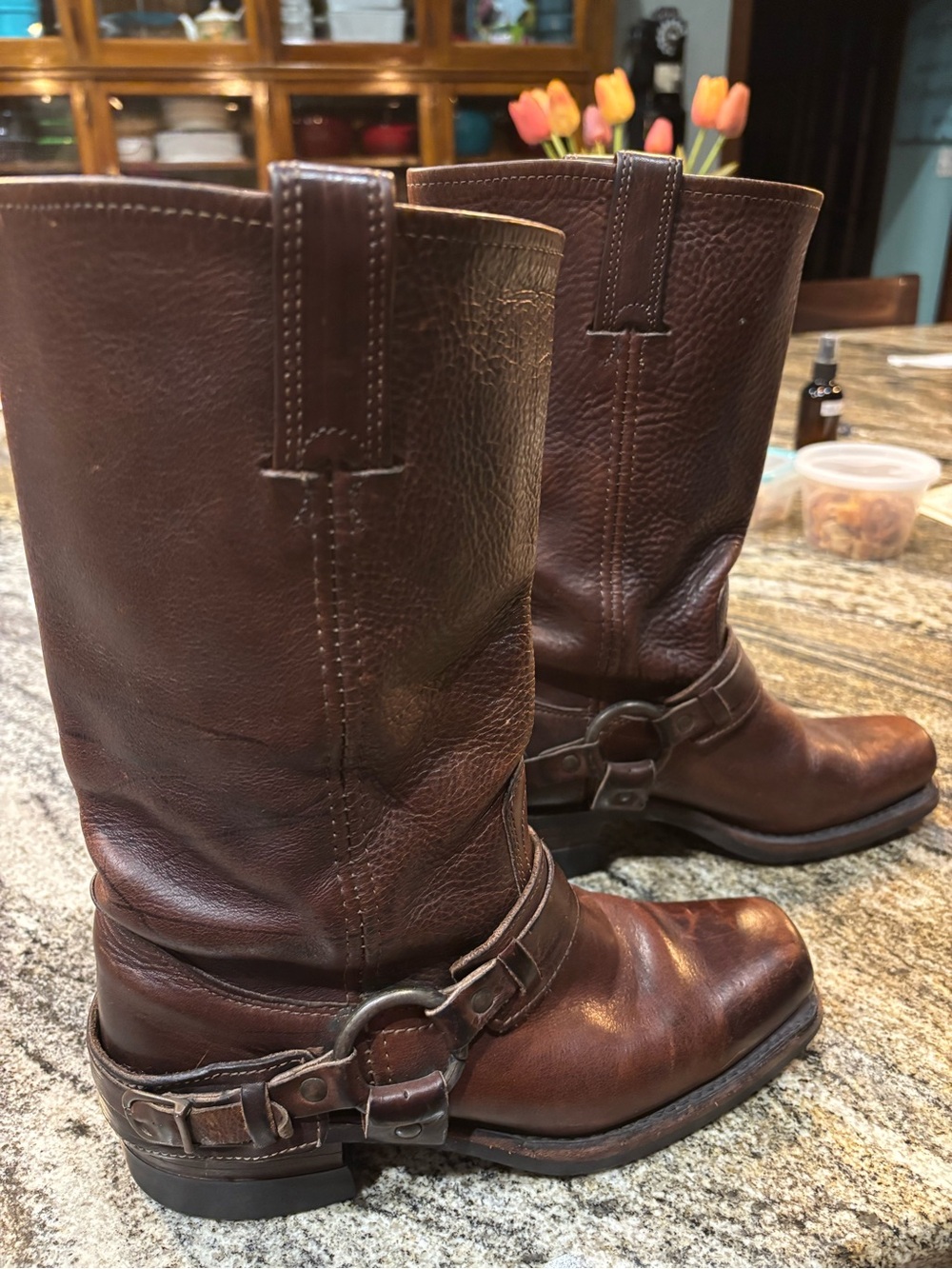 Women’s Brown Leather Frye Harness Boots